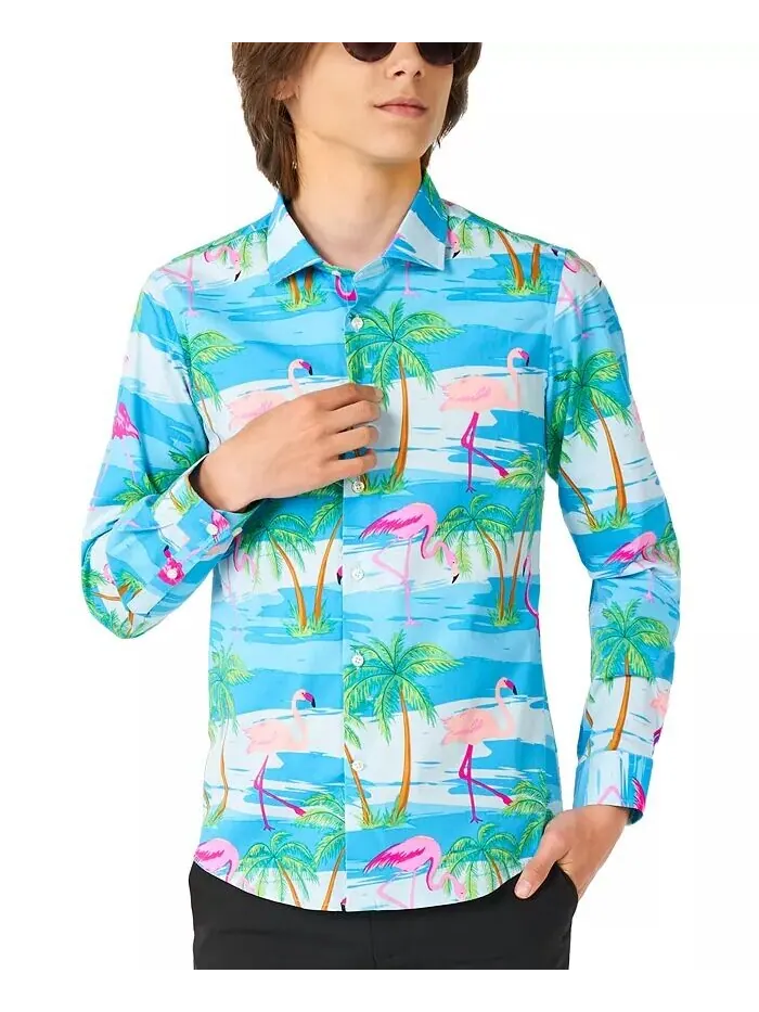 Рубашка с тропическим фламинго Big Boys Flamingguy Opposuits — изображение 1 из 2