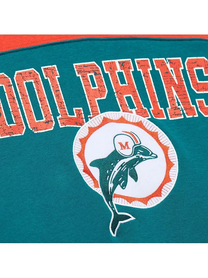 Мужская толстовка с капюшоном Aqua Miami Dolphins Off Field Vintage-like Logo с короткими рукавами — изображение 2 из 4