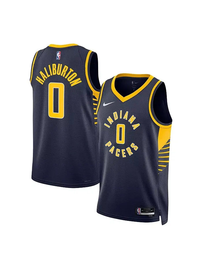 Мужская и женская футболка Tyrese Haliburton Navy Indiana Pacers Swingman - Icon Edition Nike