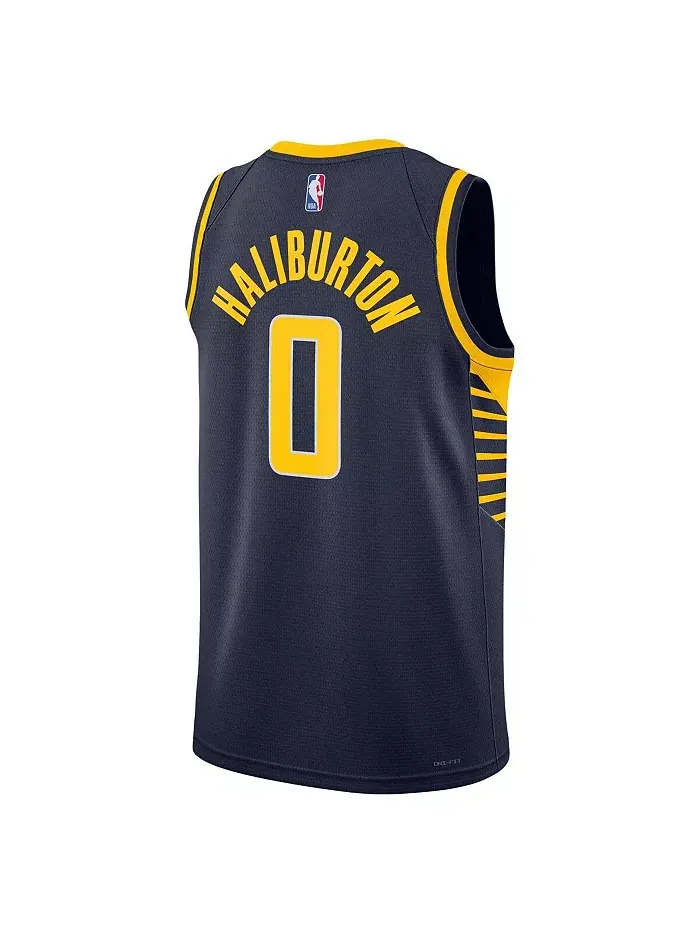Мужская и женская футболка Tyrese Haliburton Navy Indiana Pacers Swingman - Icon Edition Nike — изображение 2 из 3