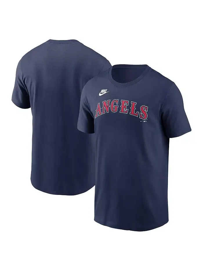 Мужская футболка California Angels Cooperstown Wordmark в темно-синем цвете Nike — изображение 1 из 3