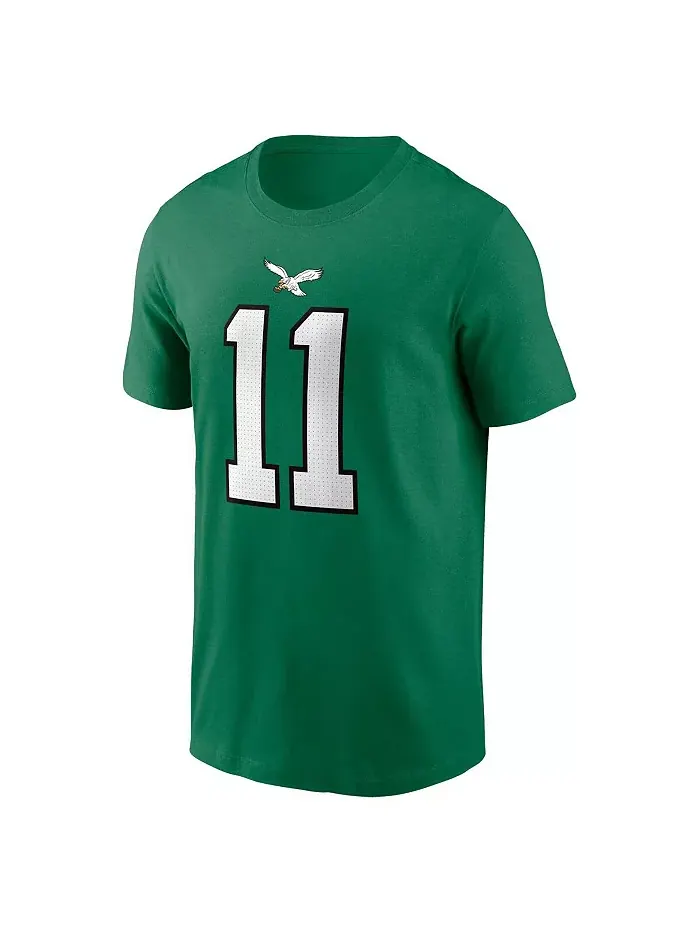 Мужская футболка A.J. Brown Kelly Green Philadelphia Eagles с именем игрока и номером — изображение 2 из 3