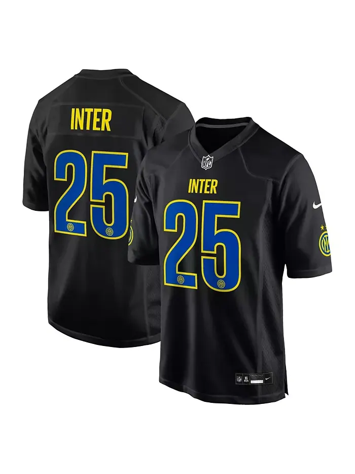 Мужская черная футболка Inter Milan 2025 Club World Cup X NFL Nike