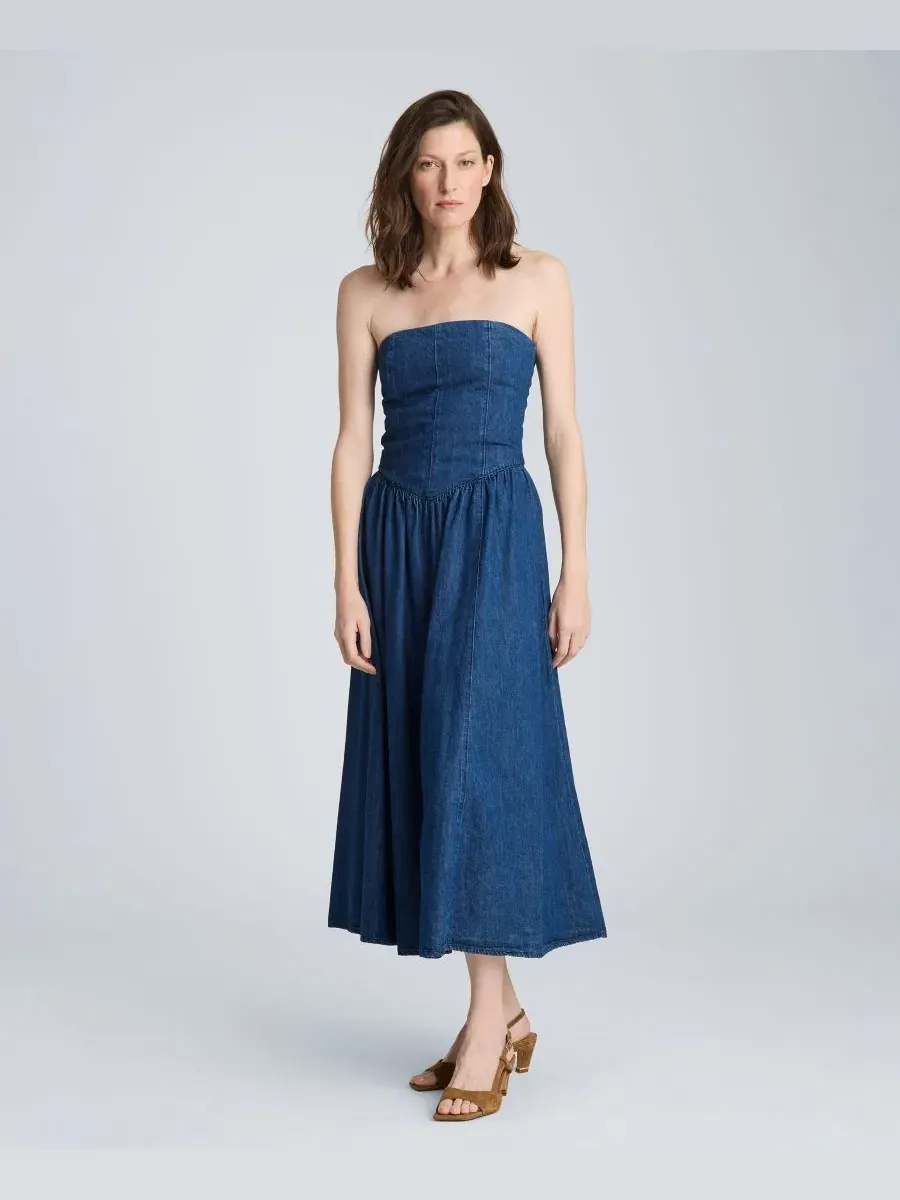Платье-макси без бретелек с бюстье Kenneth Cole, Aries Wash — изображение 1 из 12