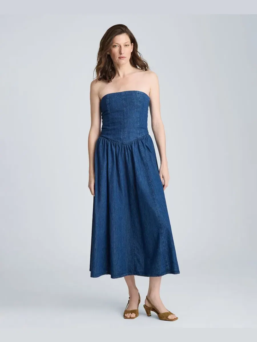 Платье-макси без бретелек с бюстье Kenneth Cole, Aries Wash — изображение 12 из 12