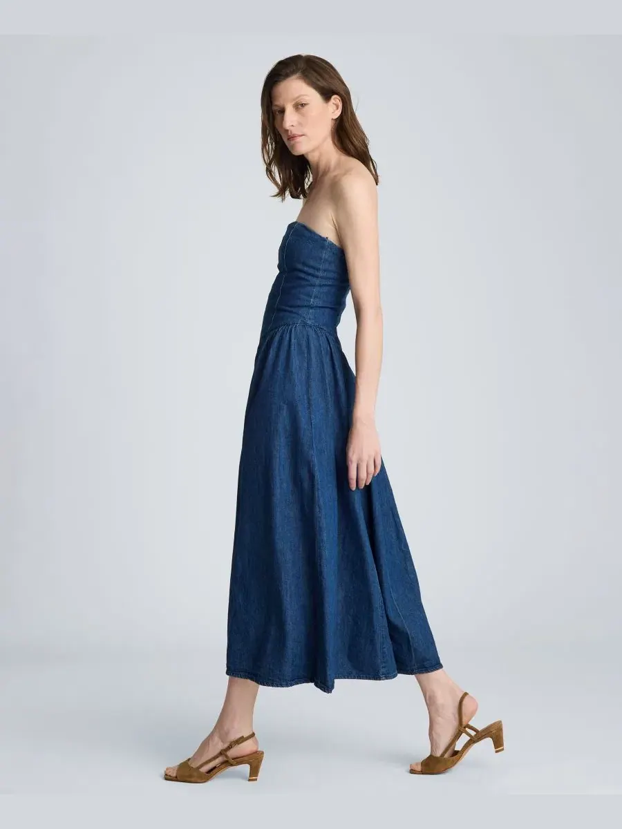 Платье-макси без бретелек с бюстье Kenneth Cole, Aries Wash — изображение 3 из 12