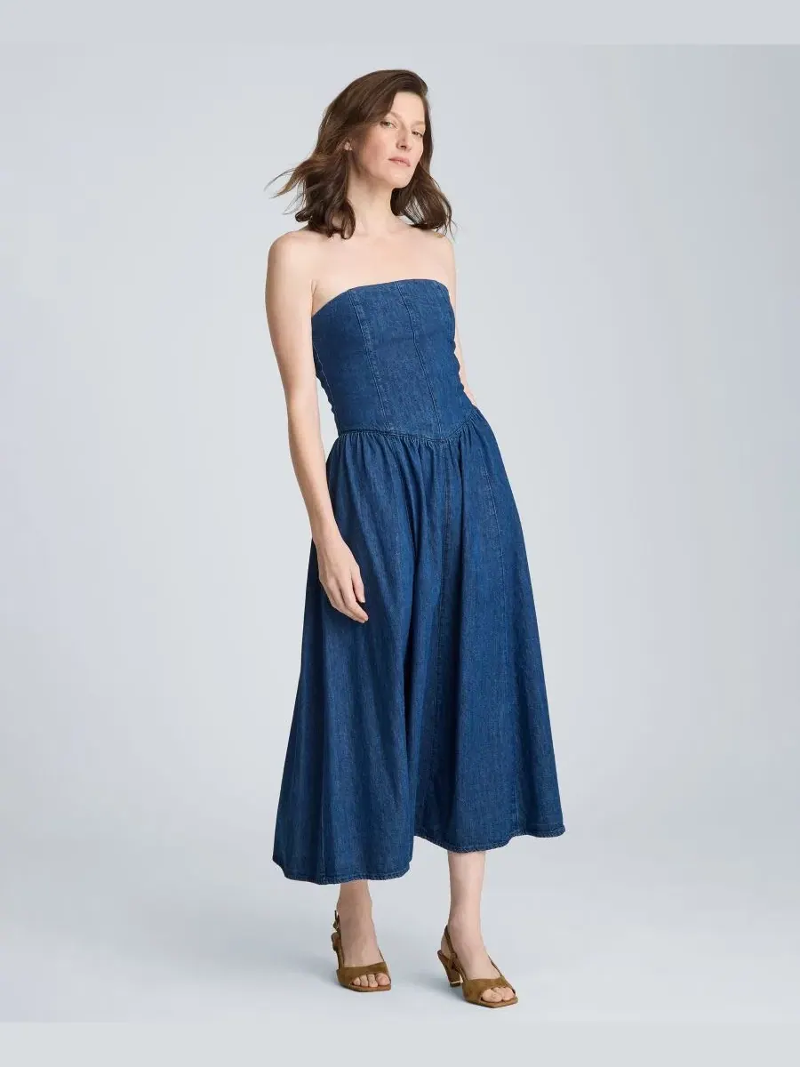 Платье-макси без бретелек с бюстье Kenneth Cole, Aries Wash — изображение 4 из 12