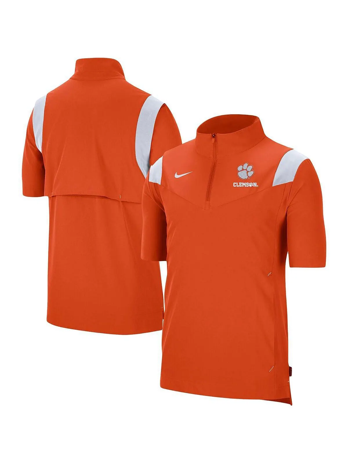 Мужская оранжевая куртка clemson tigers coach с коротким рукавом и молнией на четверть Nike