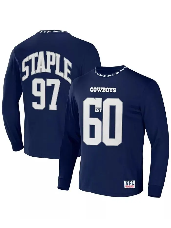 Мужская футболка NFL X Staple Navy Dallas Cowboys Core с длинным рукавом в стиле джерси NFL