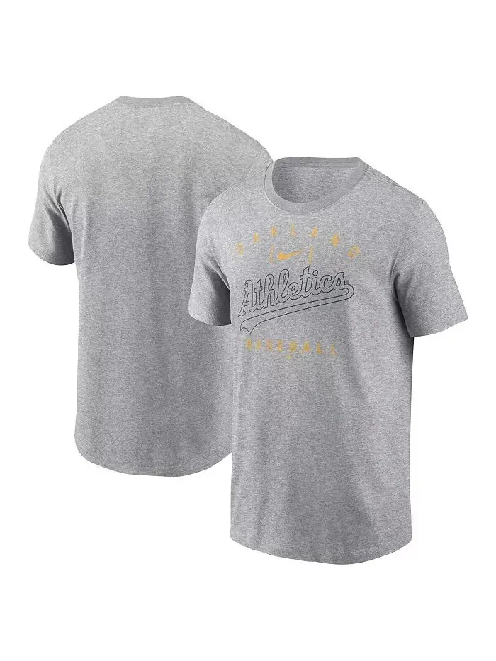 Мужская футболка Heather Grey Oakland Athletics Home Team Athletic Arch Nike — изображение 1 из 3