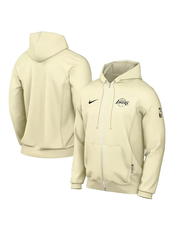Мужская худи с молнией Los Angeles Lakers Authentic Standard Issue кремового цвета Nike