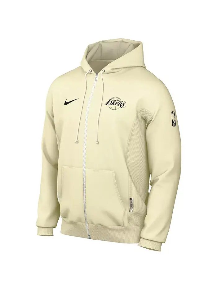 Мужская худи с молнией Los Angeles Lakers Authentic Standard Issue кремового цвета Nike — изображение 3 из 3