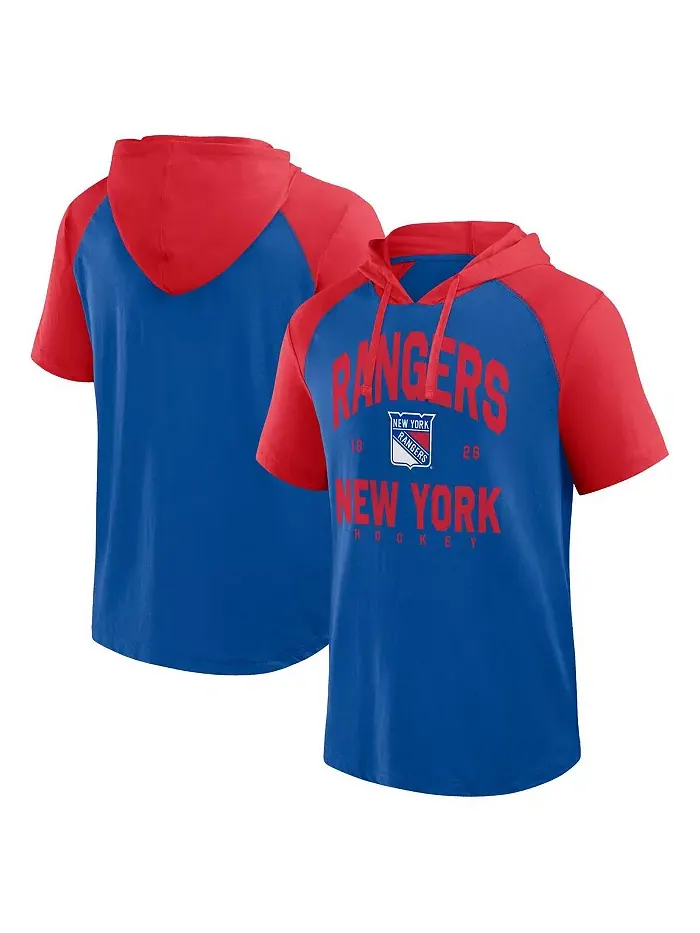 Мужская синяя толстовка New York Rangers Prime Raglan с короткими рукавами Logo Athletic