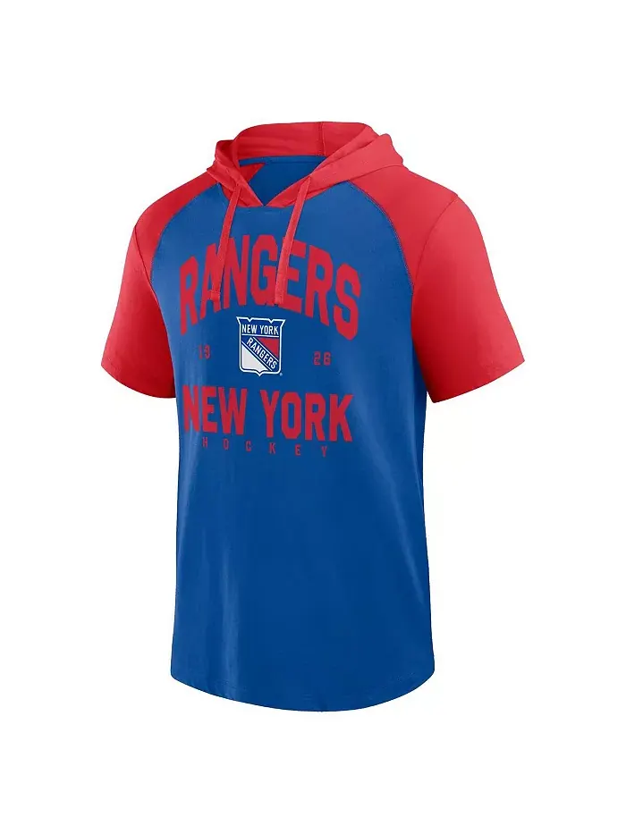 Мужская синяя толстовка New York Rangers Prime Raglan с короткими рукавами Logo Athletic — изображение 2 из 3