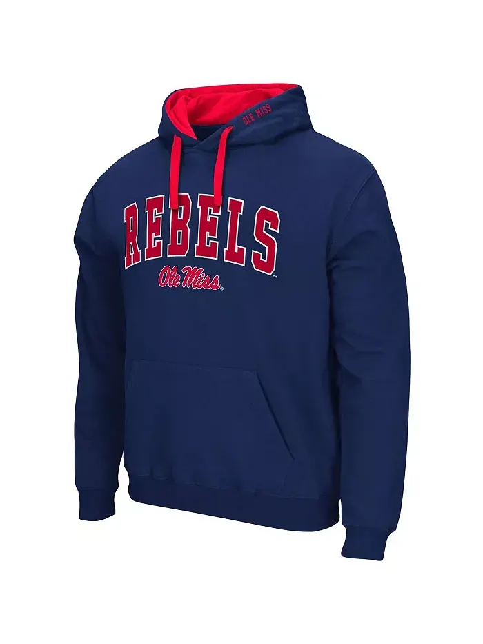 Мужская толстовка с капюшоном Big and Tall Arch and Logo 2.0 Ole Miss Rebels в темно-синем цвете — изображение 2 из 3