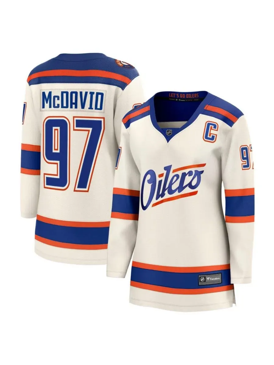 Fanatics Женская футболка Connor McDavid светло-бежевого цвета, альтернативная форма Edmonton — изображение 1 из 3