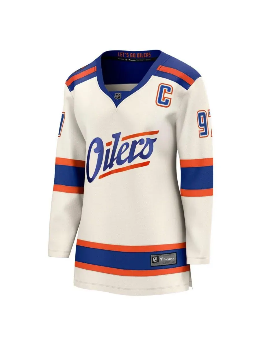 Fanatics Женская футболка Connor McDavid светло-бежевого цвета, альтернативная форма Edmonton — изображение 2 из 3