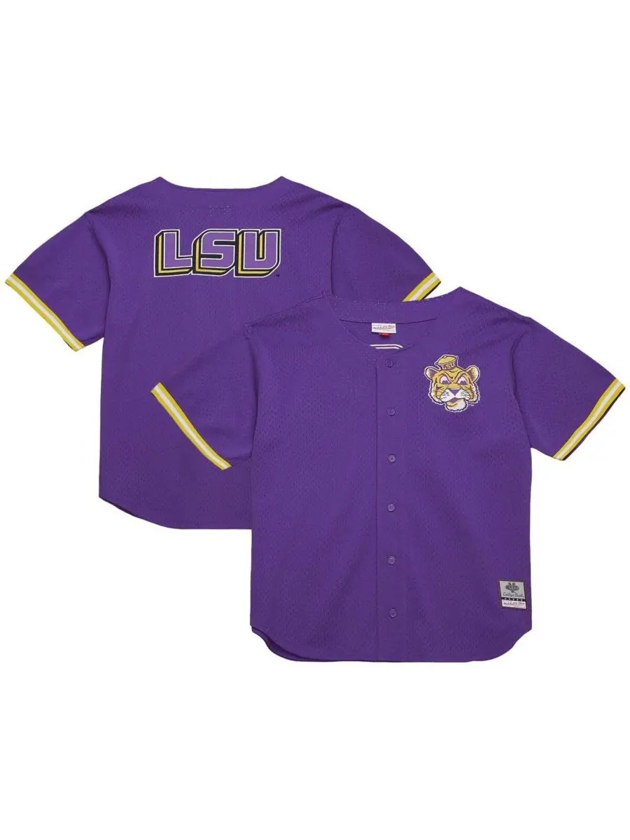Mitchell & Ness Мужская фиолетовая футболка LSU Tigers Game Time Vintage из сетчатой ткани с — изображение 1 из 5, фиолетовый