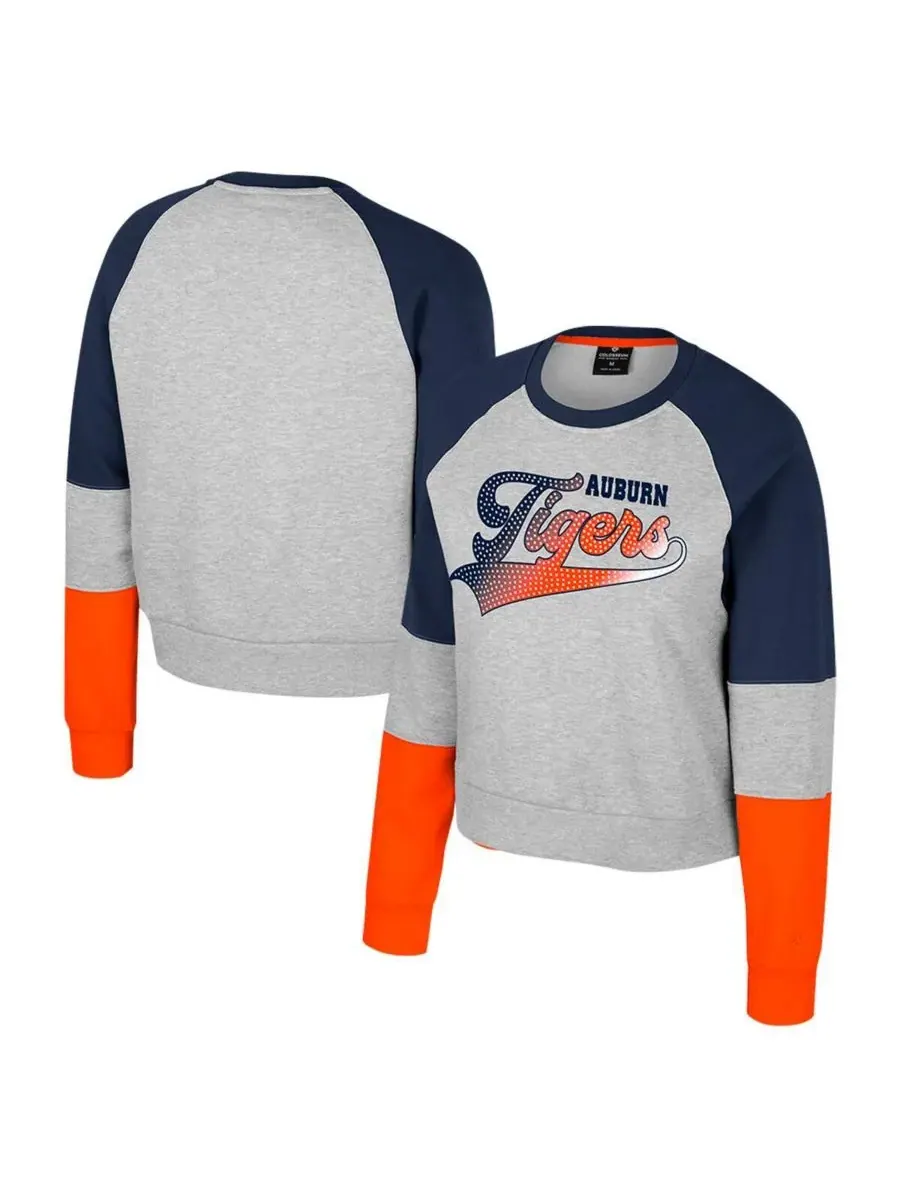 Colosseum Толстовка Big Girls Heather Gray Auburn Tigers Katinka со стразами — изображение 1 из 3, серый