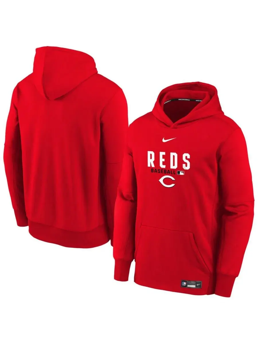 Толстовка Big Boys and Girls Red Cincinnati Reds Authentic Collection Therma-FIT Nike — изображение 1 из 3, красный