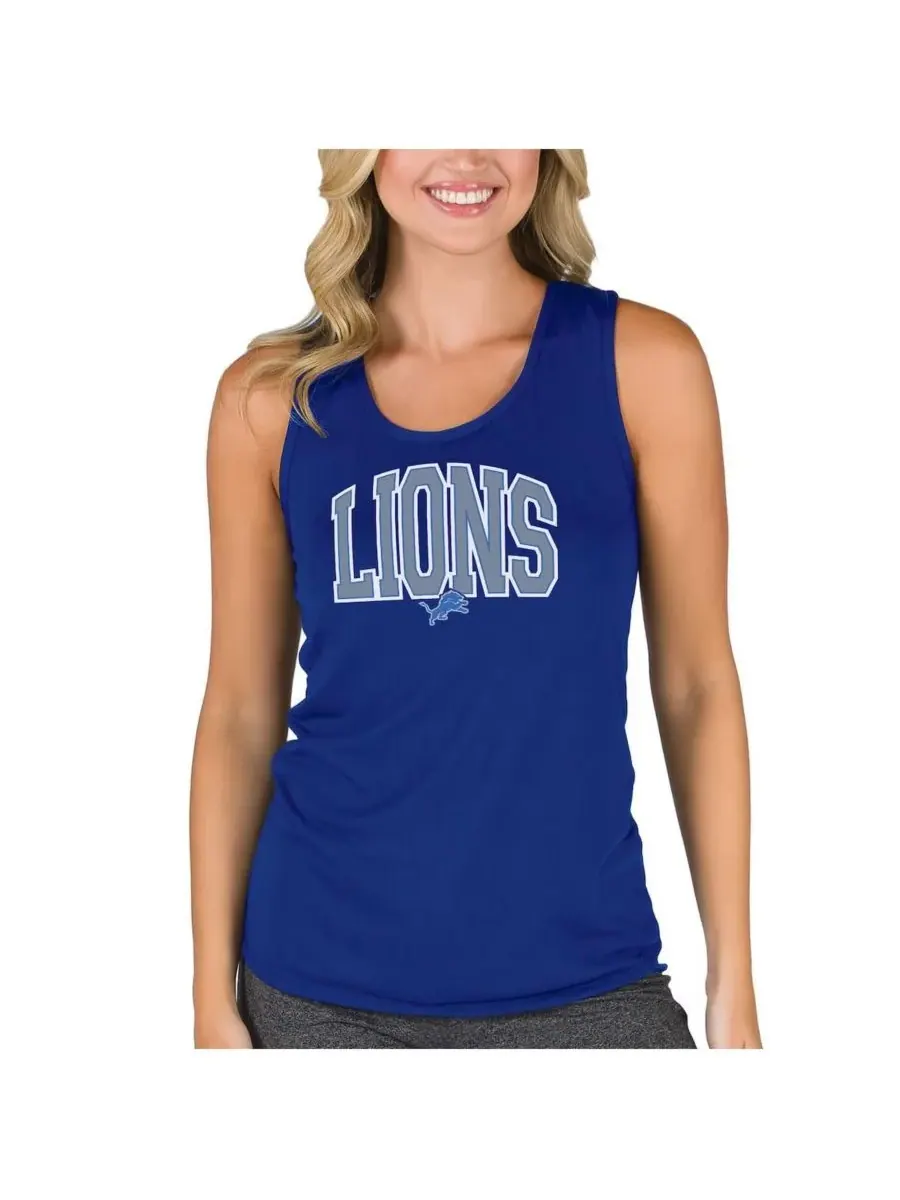 Concepts Sport Женская синяя майка-борцовка Detroit Lions Marathon Racer с открытой спиной