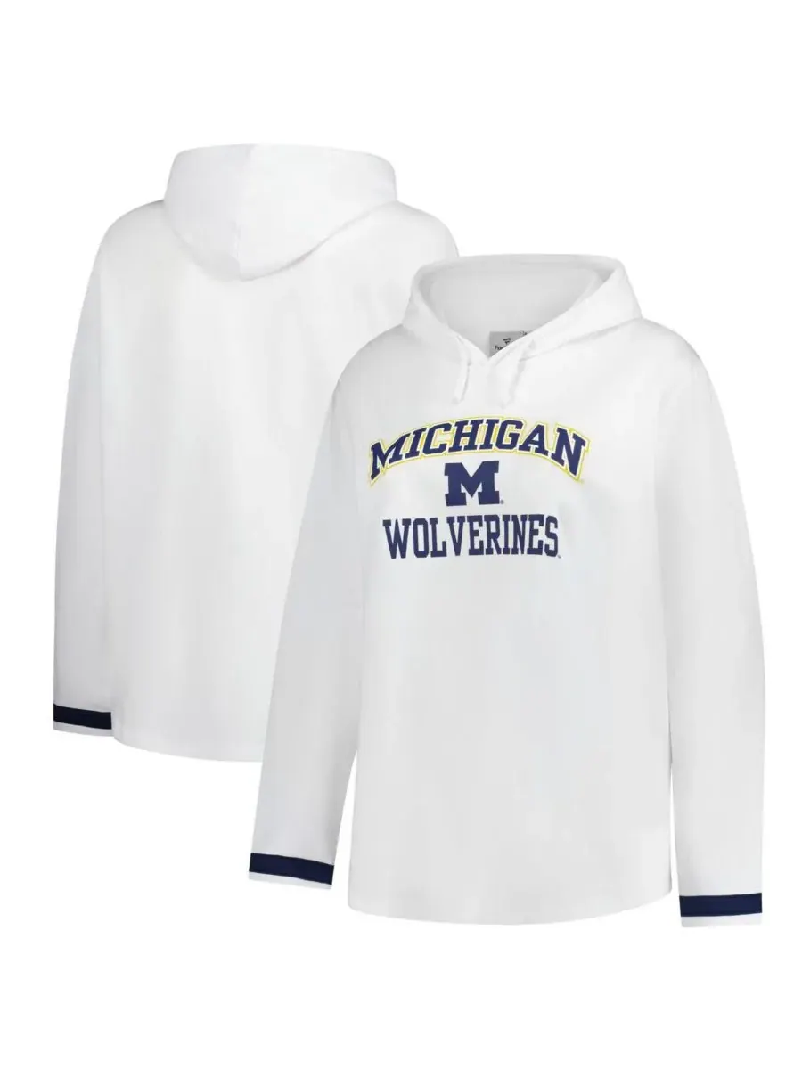 Fanatics Женская белая толстовка с капюшоном Michigan Wolverines больших размеров — изображение 1 из 3, белый