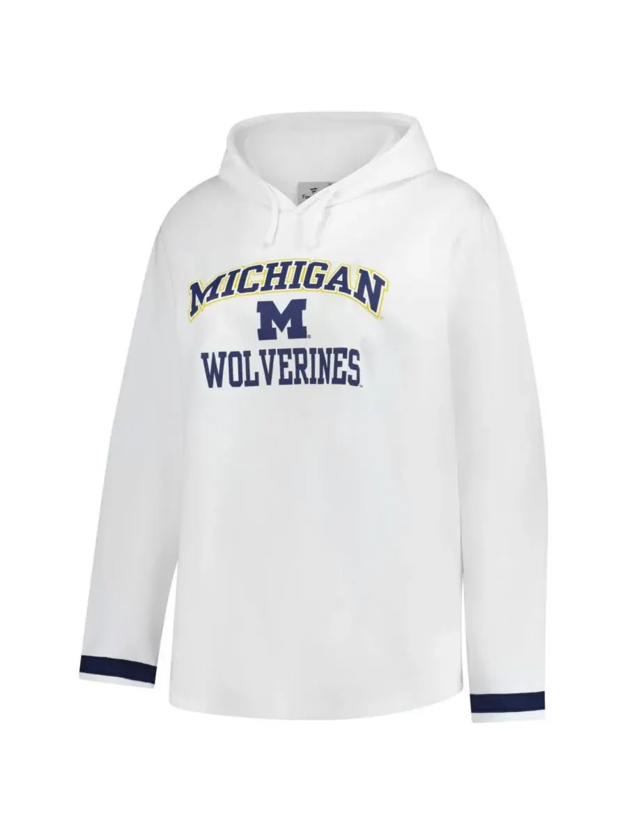 Fanatics Женская белая толстовка с капюшоном Michigan Wolverines больших размеров — изображение 3 из 3, белый