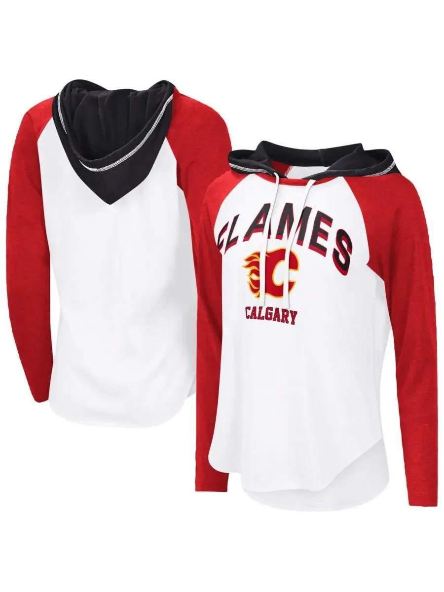 G-III 4Her by Carl Banks Женская белая толстовка с длинным рукавом и рукавами реглан Calgary Flames — изображение 1 из 3