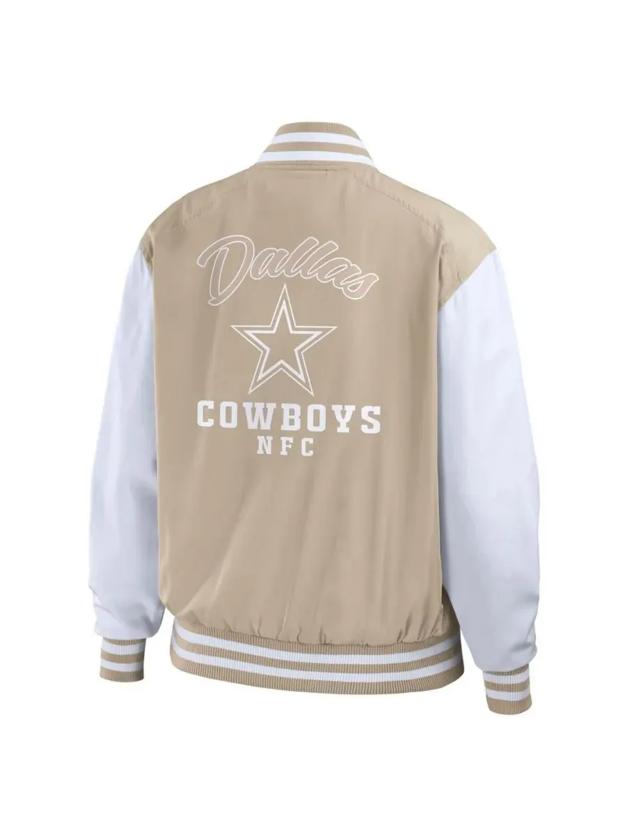 Женская куртка-бомбер Dallas Cowboys в тон с застежкой-молнией WEAR by Erin Andrews — изображение 2 из 5, бежевый белый