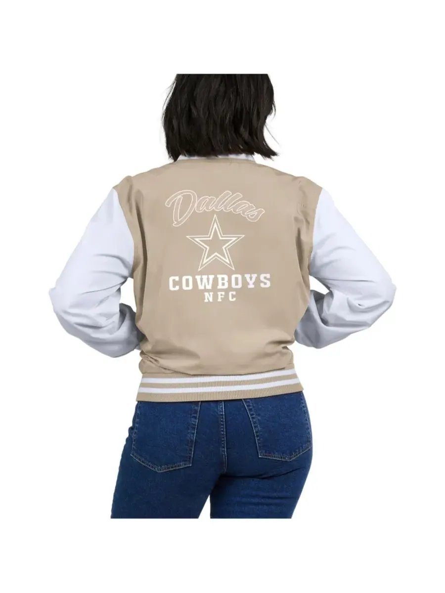 Женская куртка-бомбер Dallas Cowboys в тон с застежкой-молнией WEAR by Erin Andrews — изображение 4 из 5, бежевый белый