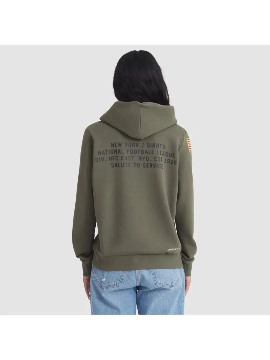 Nike Женская толстовка Olive New York Giants 2025 Salute to Service Sideline Standard Issue Dri-FIT — изображение 2 из 3