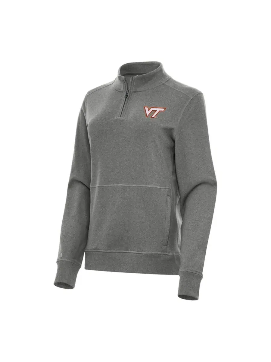 Флисовая кофта с воротником-стойкой Antigua Virginia Tech Hokies Crush — изображение 1 из 1, темно-серый