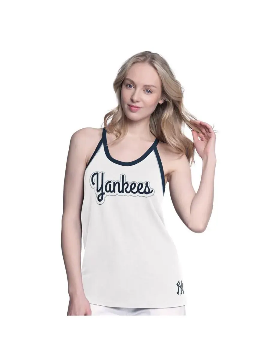 G-III 4Her by Carl Banks Женская белая майка New York Yankees Curveball