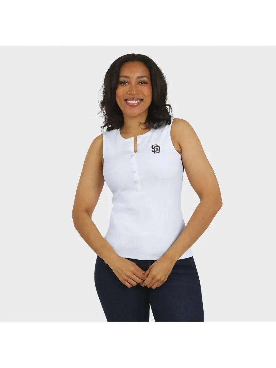 WEAR by Erin Andrews Женская белая трикотажная майка-поло San Diego Padres — изображение 4 из 4, белый