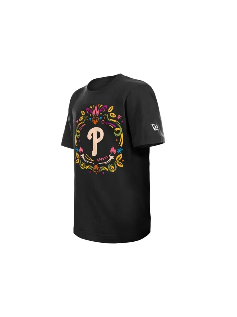 Футболка с принтом Philadelphia Phillies Da de los Muertos New Era — изображение 3 из 5, черный