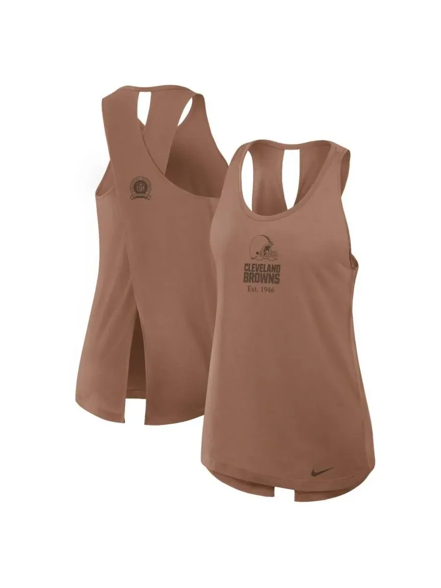 Nike Женская коричневая майка-топ Cleveland Browns Glory Crisscross Performance Tank Top — изображение 1 из 5, коричневый