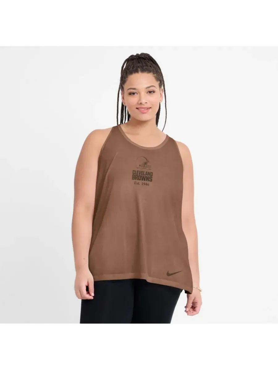 Nike Женская коричневая майка-топ Cleveland Browns Glory Crisscross Performance Tank Top — изображение 3 из 5, коричневый