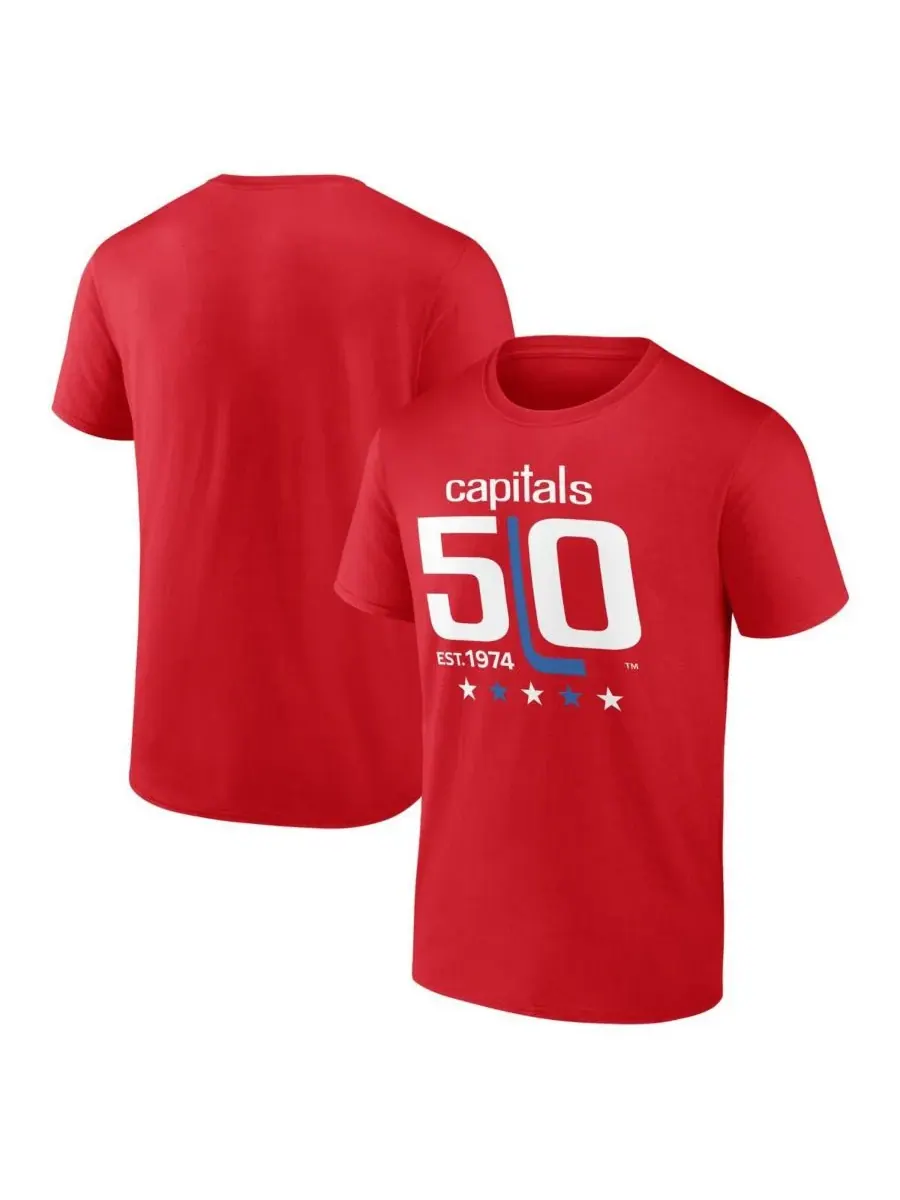 Fanatics Mto Label Мужская красная футболка Washington Capitals, посвященная 50-летию команды — красный
