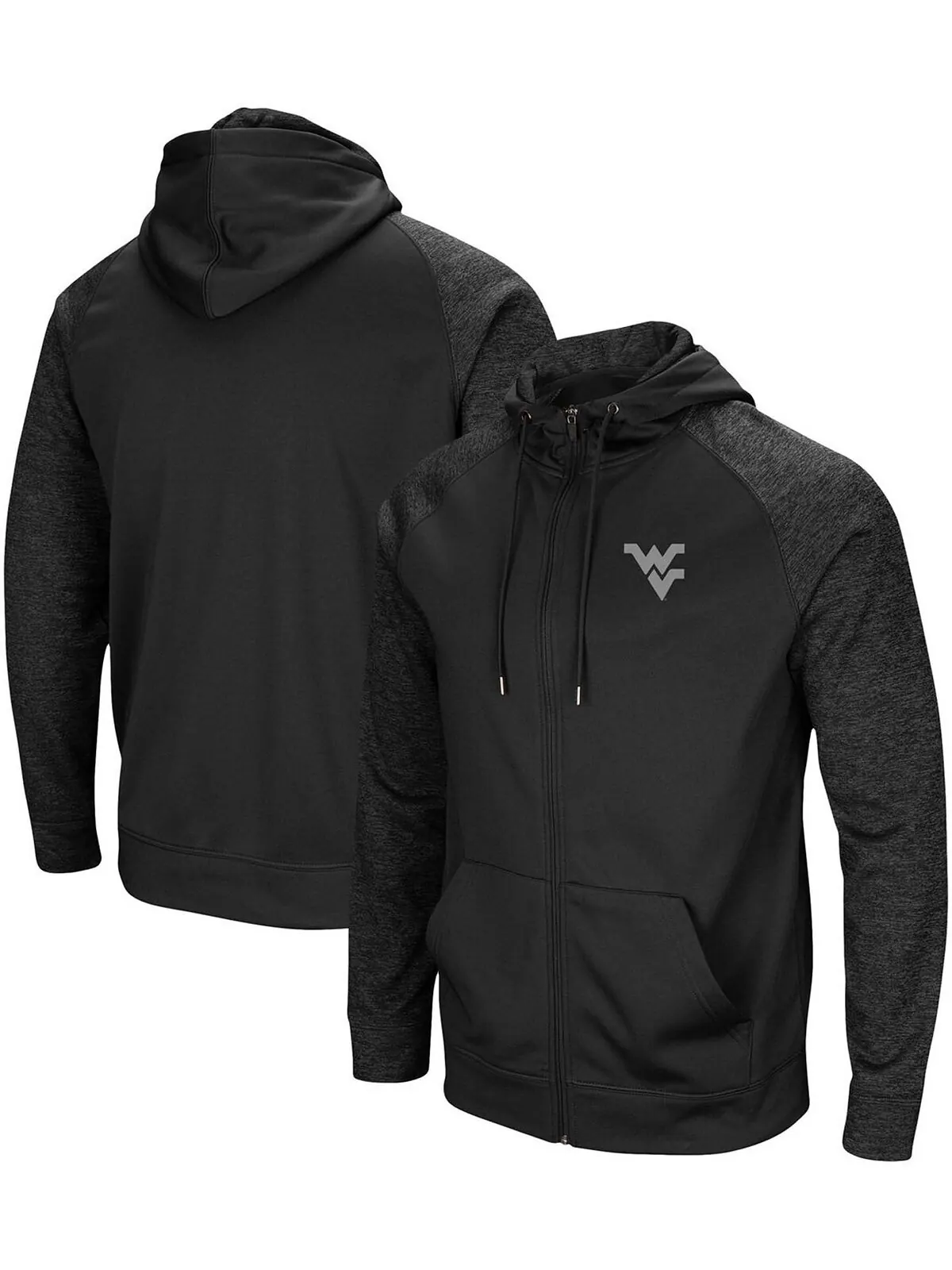Мужская черная толстовка с капюшоном west virginia mountaineers blackout 3.0 tonal raglan с молнией — изображение 1 из 3
