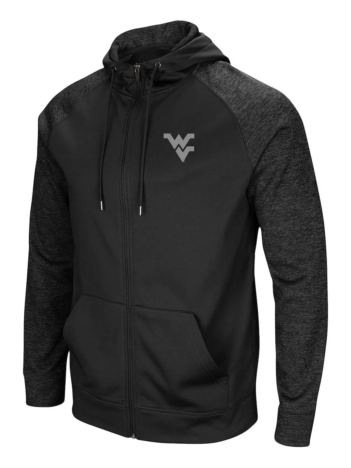 Мужская черная толстовка с капюшоном west virginia mountaineers blackout 3.0 tonal raglan с молнией — изображение 3 из 3