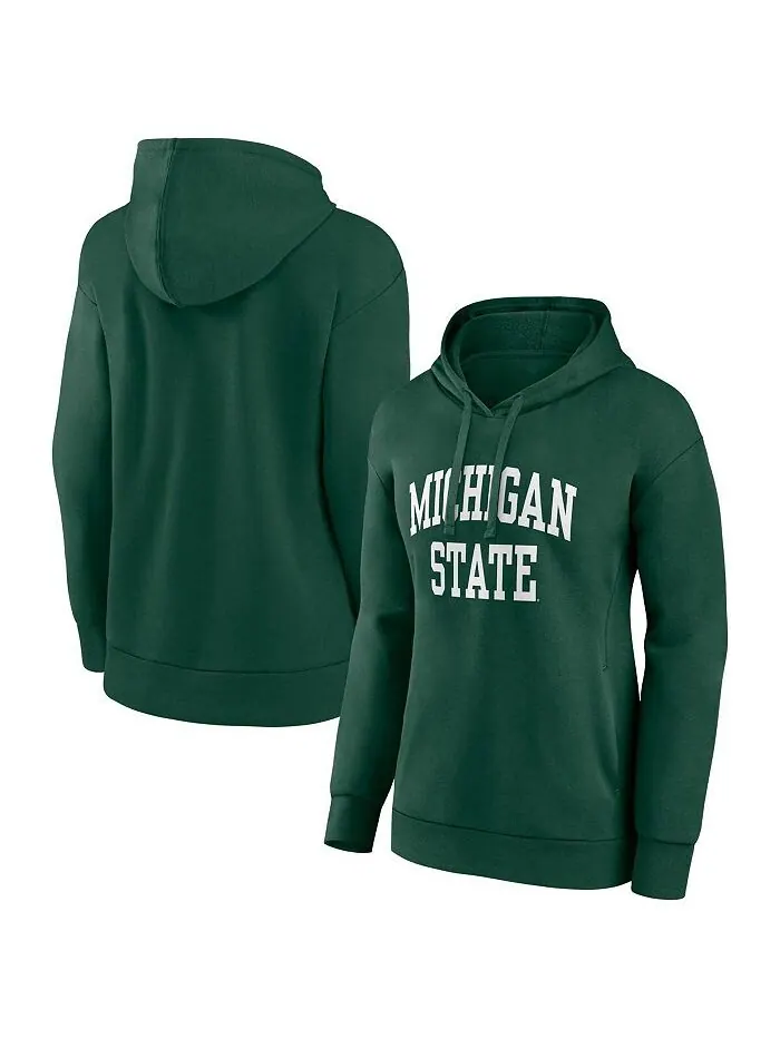 Женский фирменный зеленый пуловер с капюшоном Michigan State Spartans Basic Arch Fanatics — изображение 1 из 3