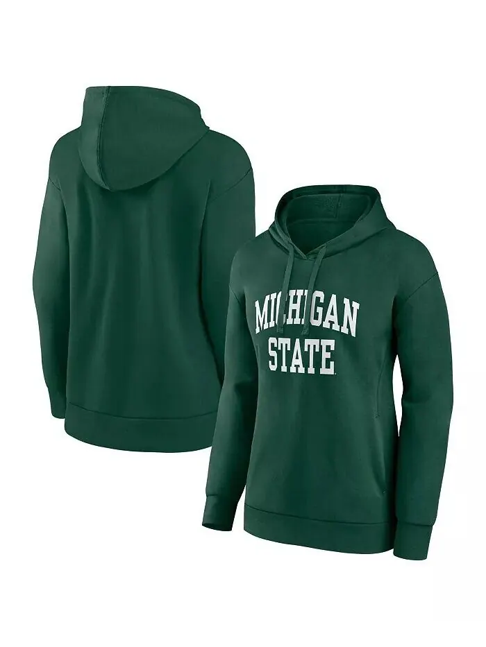 Женский зеленый пуловер с капюшоном Michigan State Spartans Basic Arch Fanatics — изображение 1 из 3