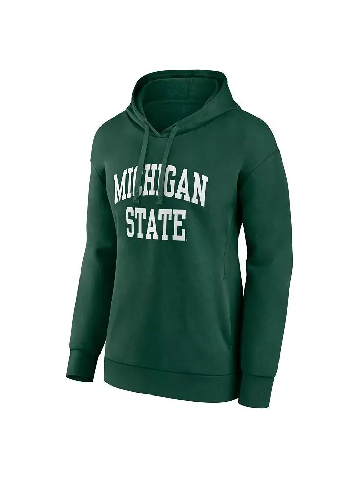 Женский зеленый пуловер с капюшоном Michigan State Spartans Basic Arch Fanatics — изображение 2 из 3