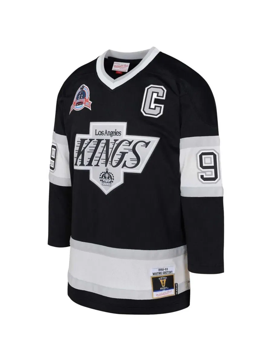 Детская хоккейная джерси Wayne Gretzky Los Angeles Kings 1992/93 Captain Patch Blue Line Player — изображение 3 из 3, черный
