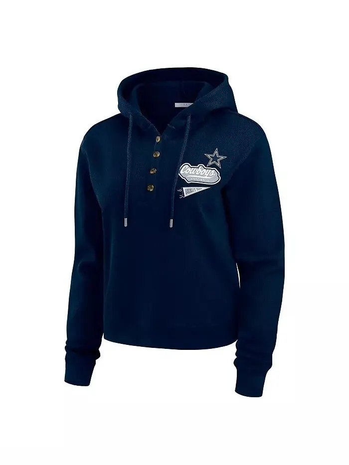 Женская темно-синяя толстовка с капюшоном Dallas Cowboys с вафельной вязкой WEAR by Erin Andrews — изображение 4 из 4