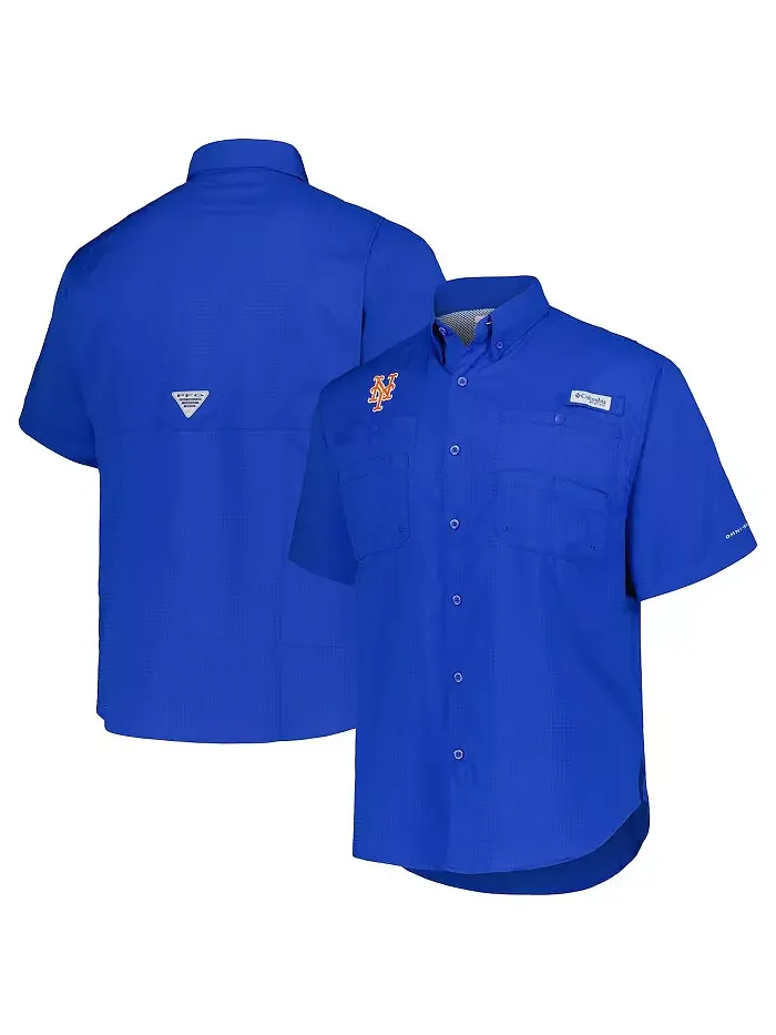 Мужская рубашка на пуговицах Royal New York Mets Tamiami Omni-Shade Columbia — изображение 1 из 4