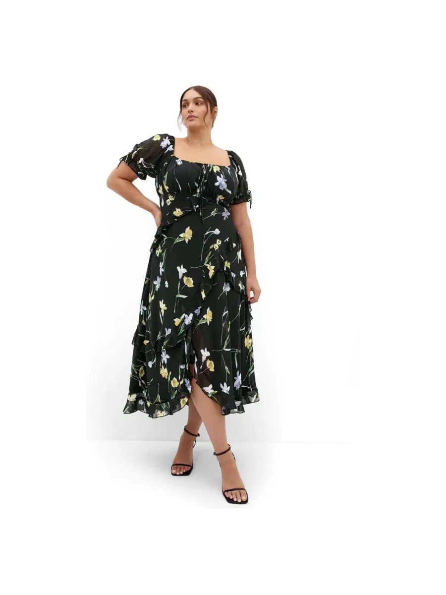Платье макси с принтом Shayla Petal Print CITY CHIC, Midnight Petals