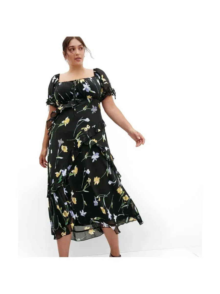 Платье макси с принтом Shayla Petal Print CITY CHIC, Midnight Petals — изображение 3 из 5