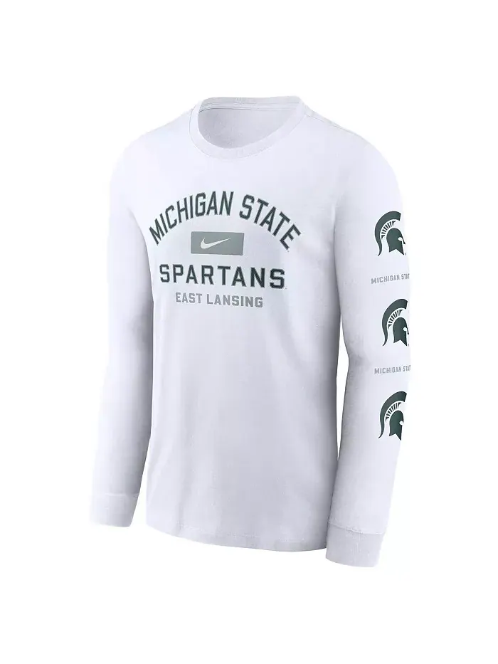 Мужская белая футболка Michigan State Spartans Primetime Classic Location с длинным рукавом Nike — изображение 2 из 3