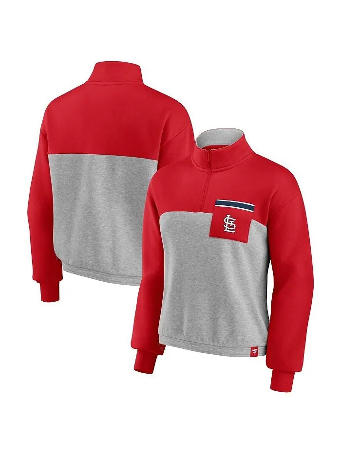 Женский фирменный красный топ с застежкой-молнией на четверть талии St. Louis Cardinals с поясом — изображение 1 из 3